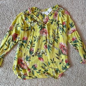NWT LOFT yellow floral blouse
